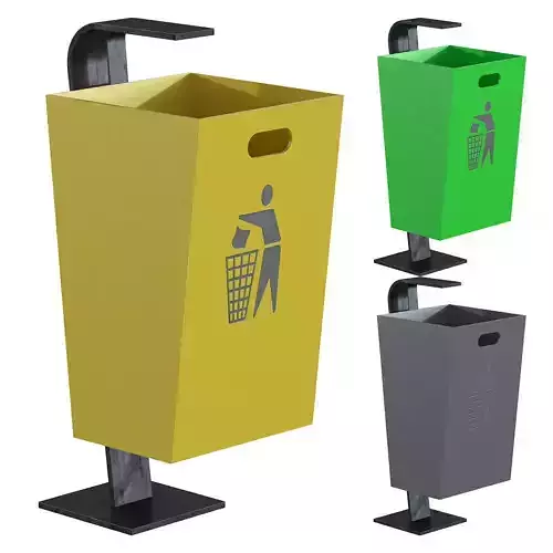 Trash Can Low-poly 3D model