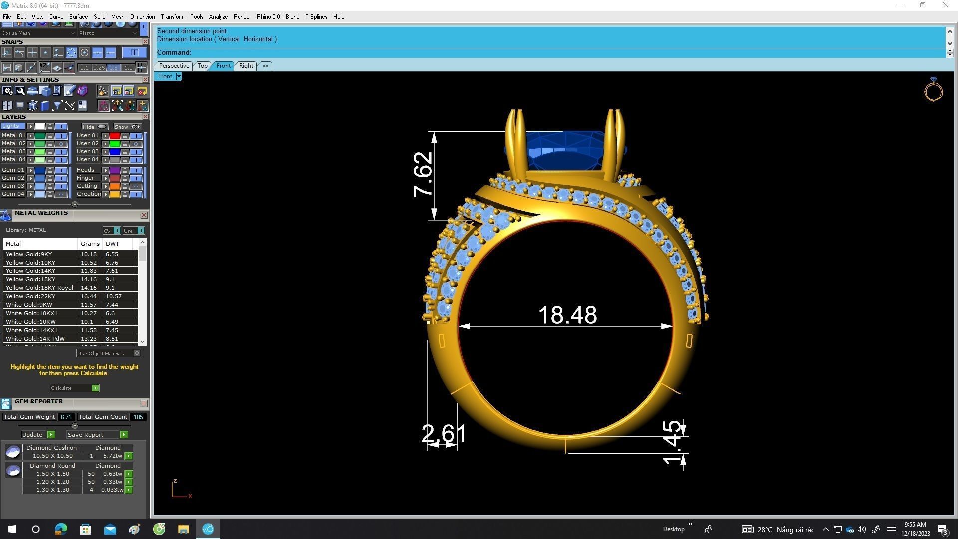 A7777 Korean Style Art Diamond Cushion Women Ring 3D print model_6