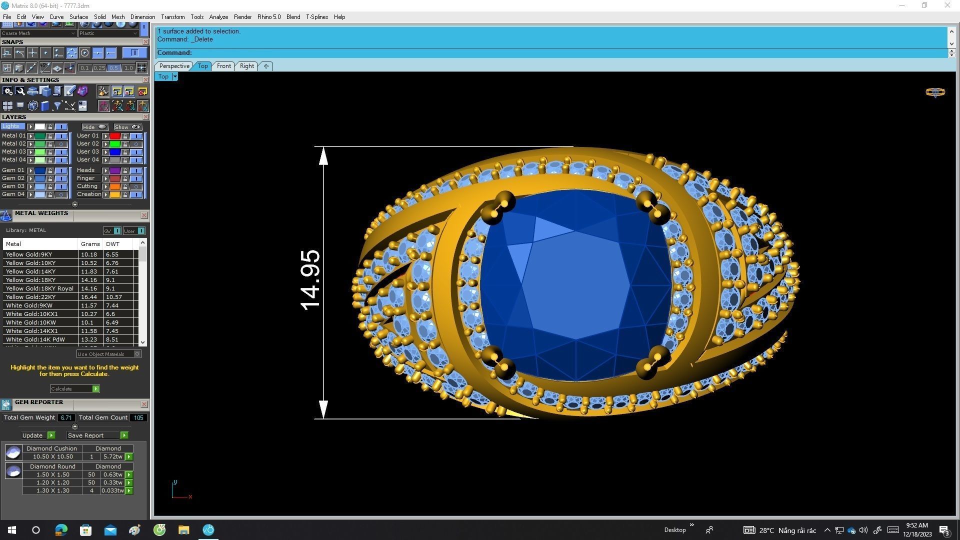 A7777 Korean Style Art Diamond Cushion Women Ring 3D print model_5