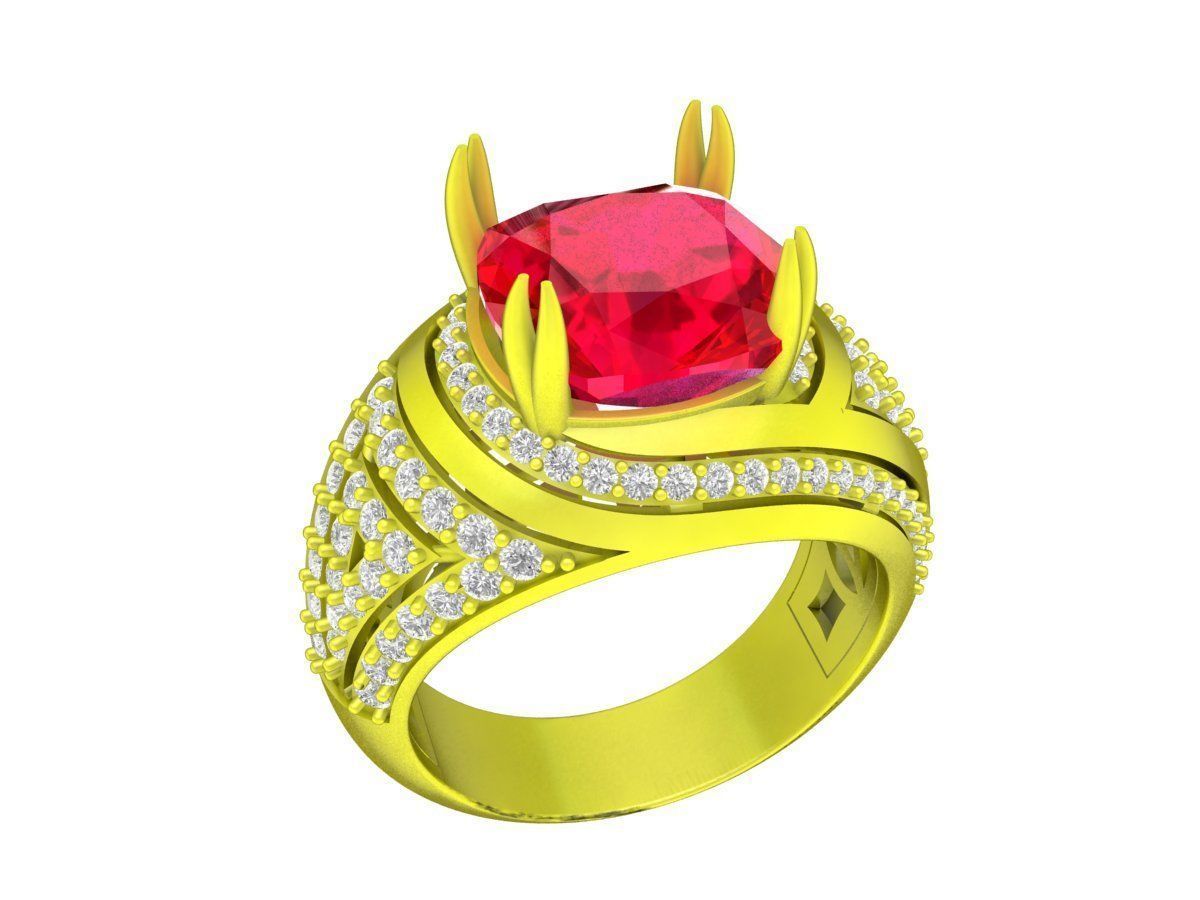 A7777 Korean Style Art Diamond Cushion Women Ring 3D print model_1