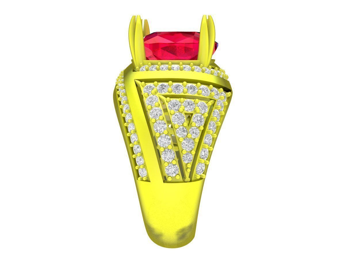 A7777 Korean Style Art Diamond Cushion Women Ring 3D print model_4