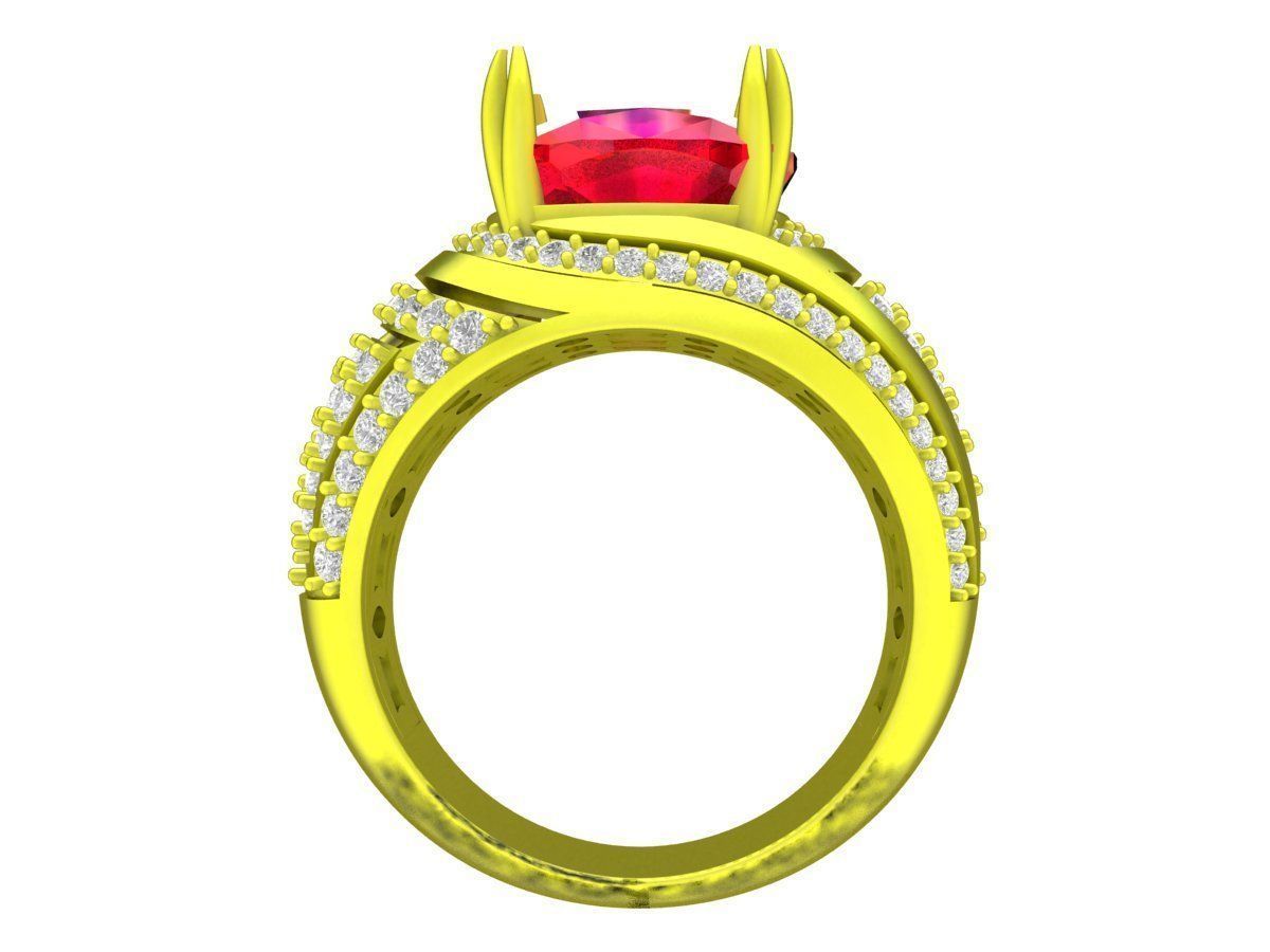A7777 Korean Style Art Diamond Cushion Women Ring 3D print model_3