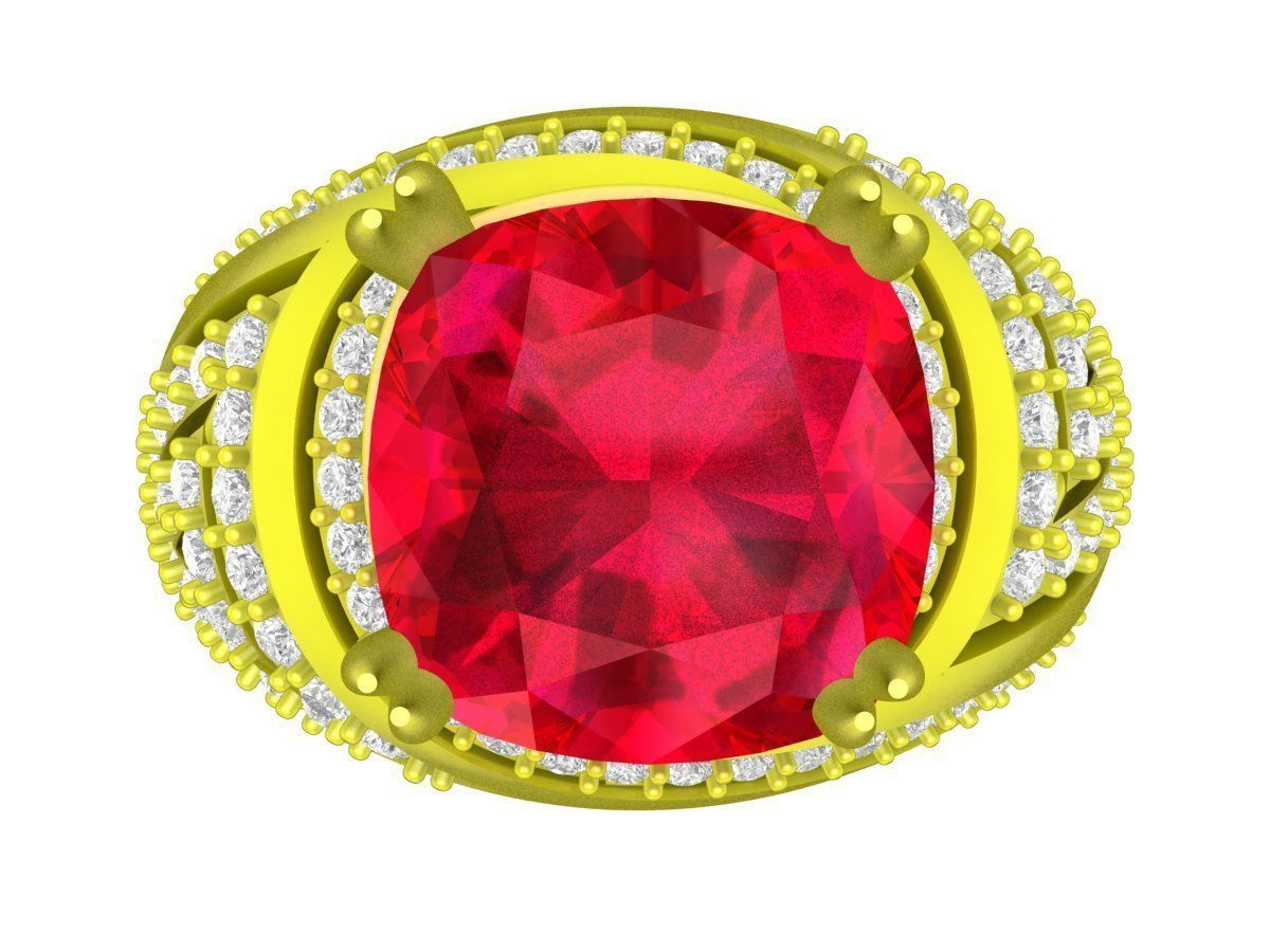 A7777 Korean Style Art Diamond Cushion Women Ring 3D print model_2