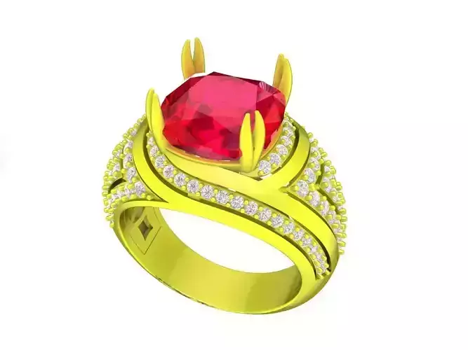 A7777 Korean Style Art Diamond Cushion Women Ring