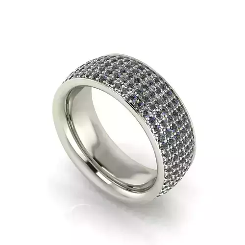 Wide Pave Ring - Eternity Band -  4 round diamond rows