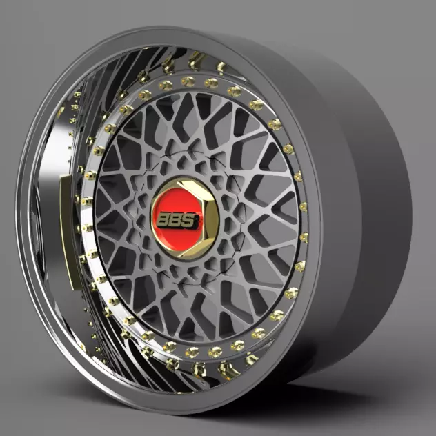 1 24 Scale 18 Inch BBS RS With Yokohama Tires 3D print model_0