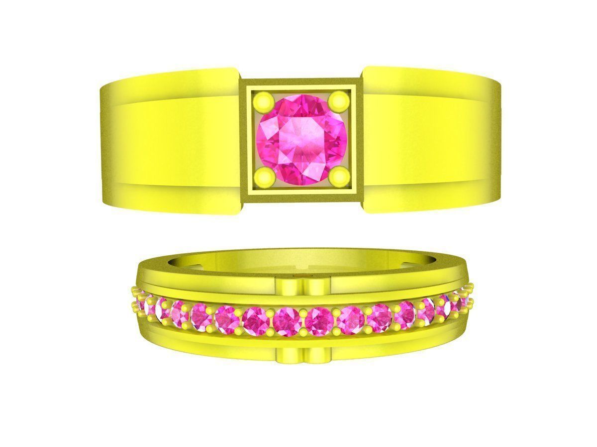 A7787 Korean Style Diamond Wedding Rings 3D print model_2