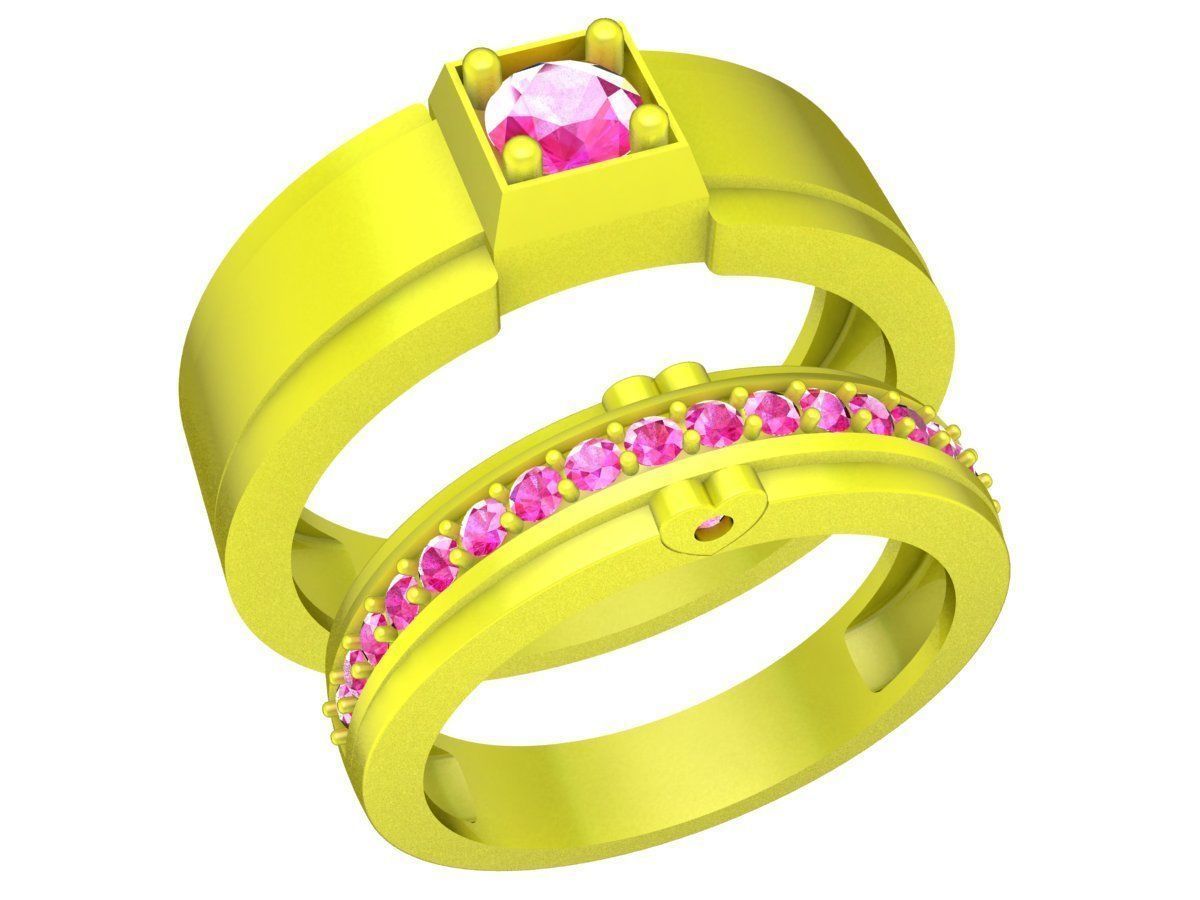 A7787 Korean Style Diamond Wedding Rings 3D print model_1