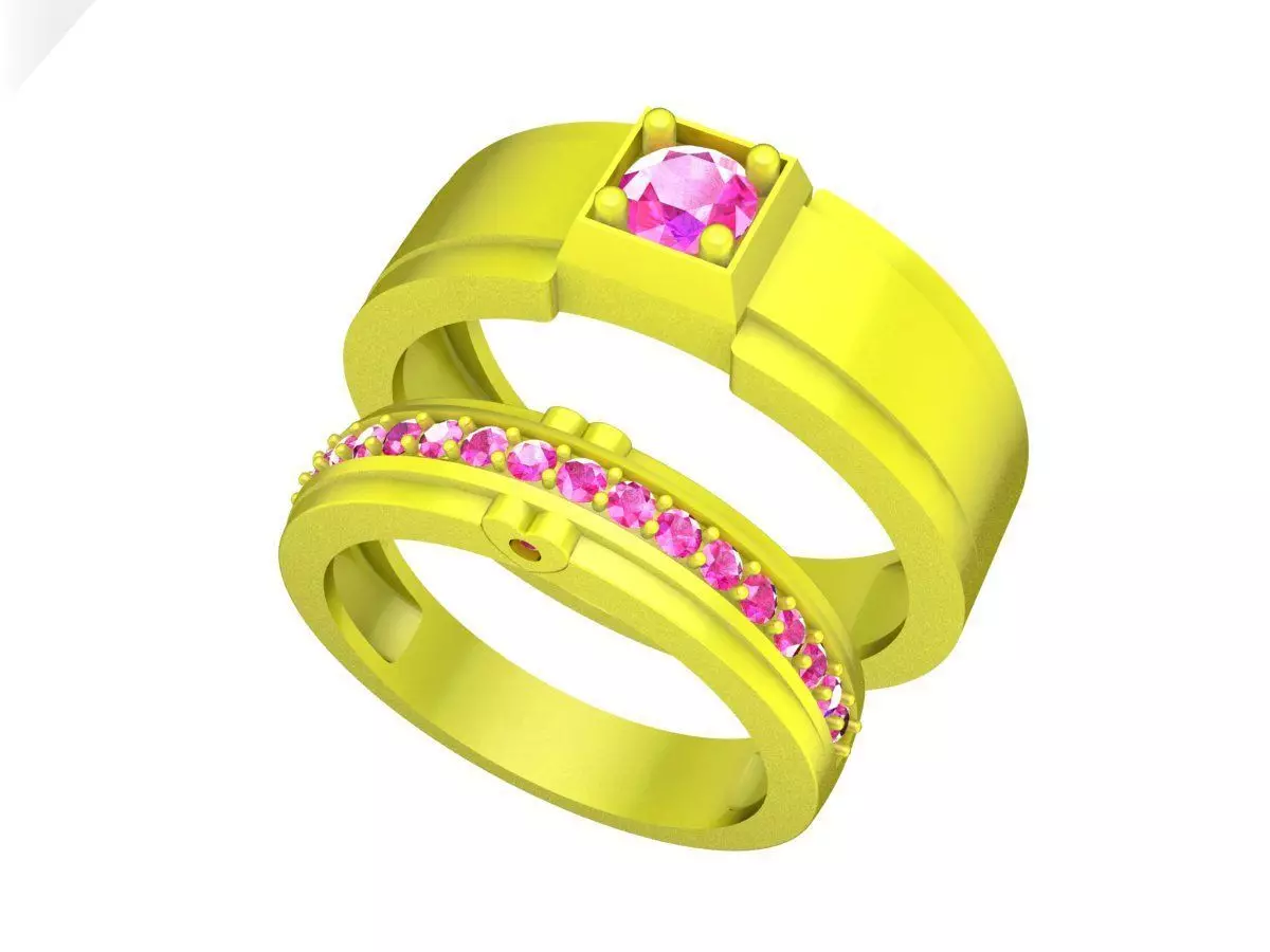 A7787 Korean Style Diamond Wedding Rings 3D print model_0