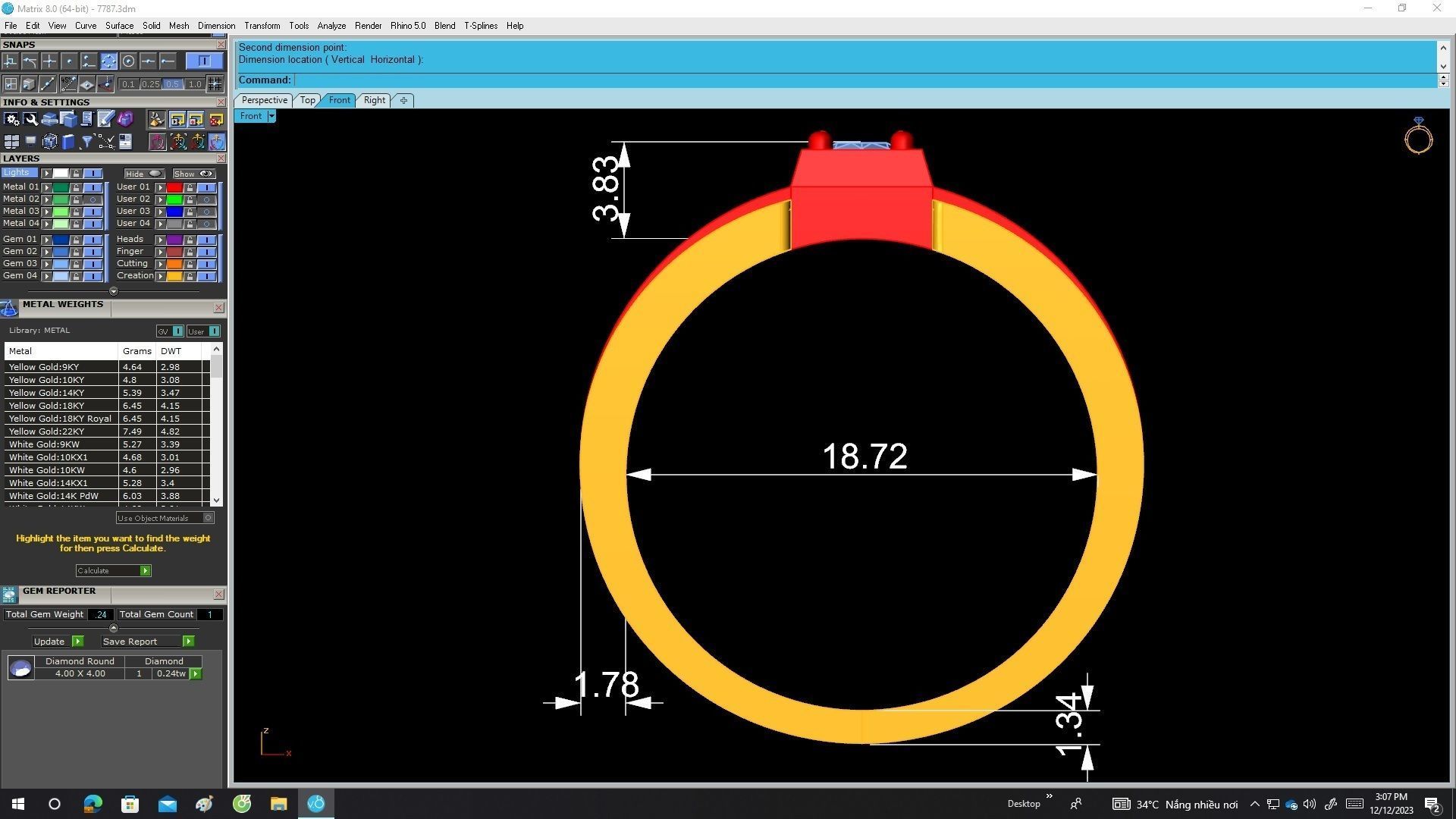 A7787 Korean Style Diamond Wedding Rings 3D print model_6