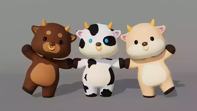 Rigged Cartoon Cow