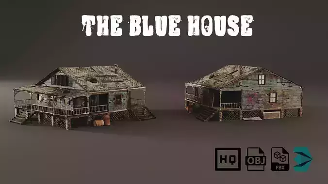 The Blue House Low-poly 3D model