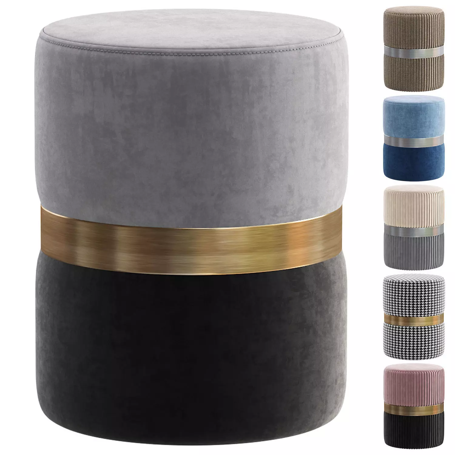 Pouf Colorado Gray Black 3D model_0