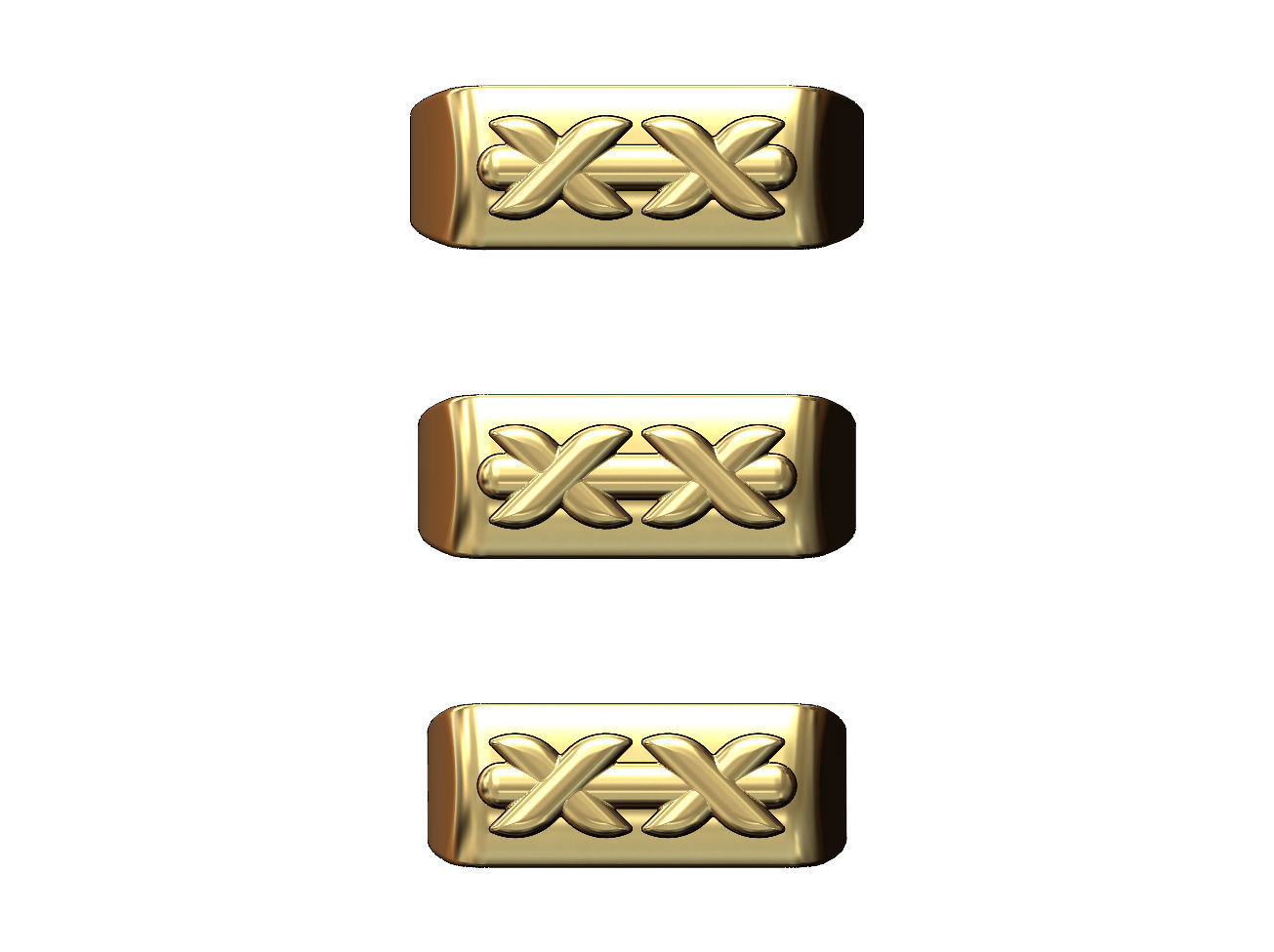 Stitched rounded top rectangular signet ring US sizes 7 8 9 3D print model_1