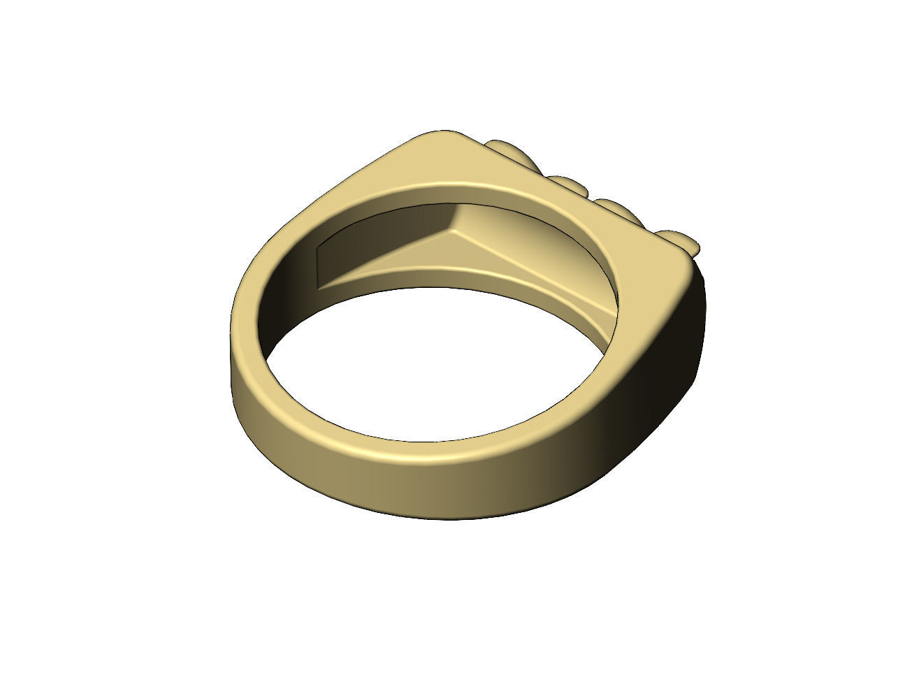 Stitched rounded top rectangular signet ring US sizes 7 8 9 3D print model_10