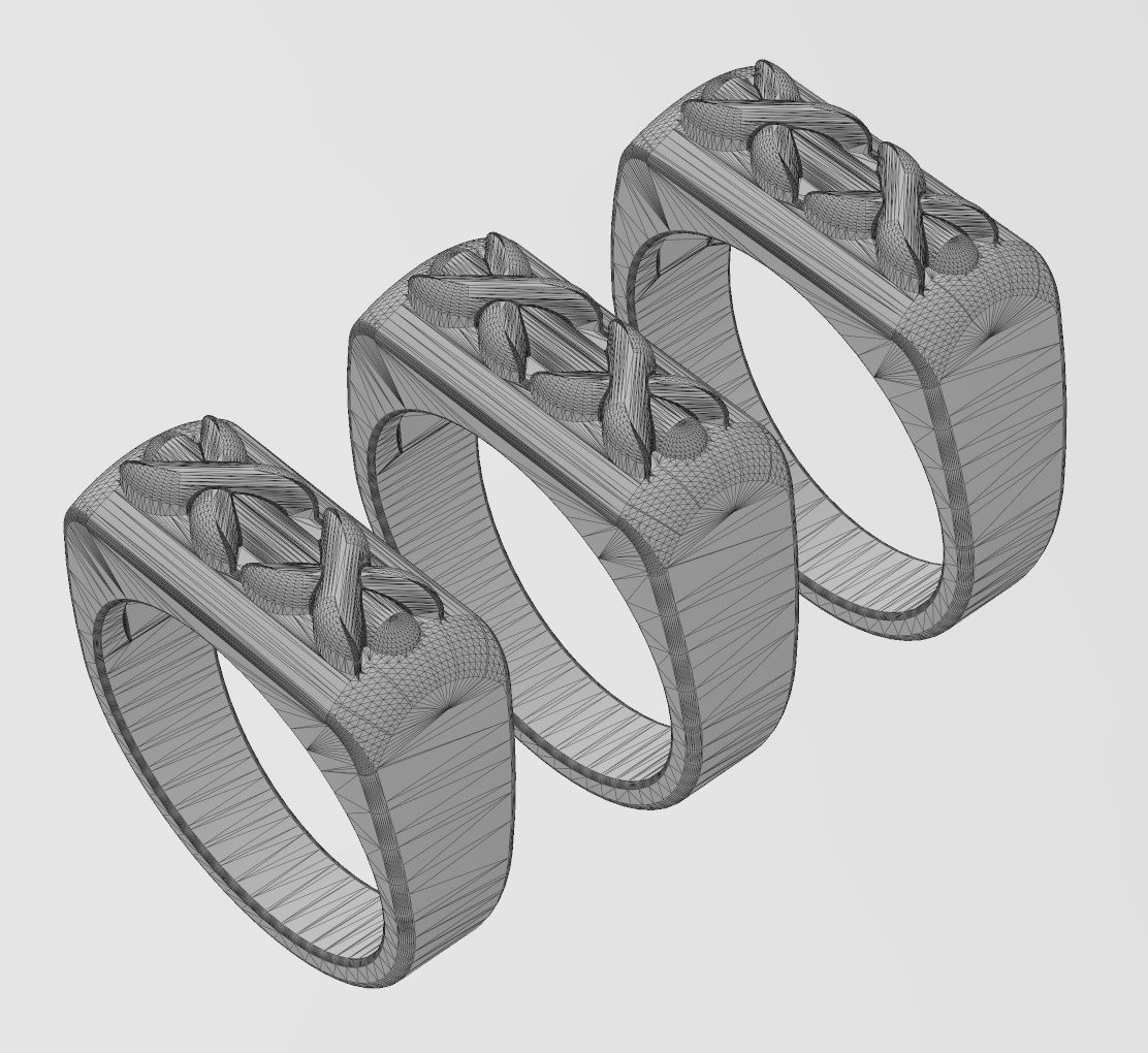 Stitched rounded top rectangular signet ring US sizes 7 8 9 3D print model_13