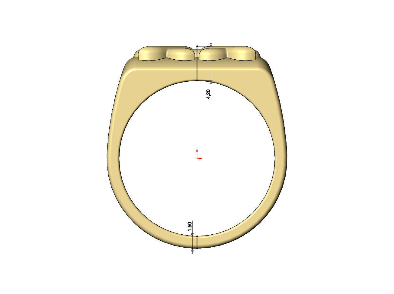 Stitched rounded top rectangular signet ring US sizes 7 8 9 3D print model_7