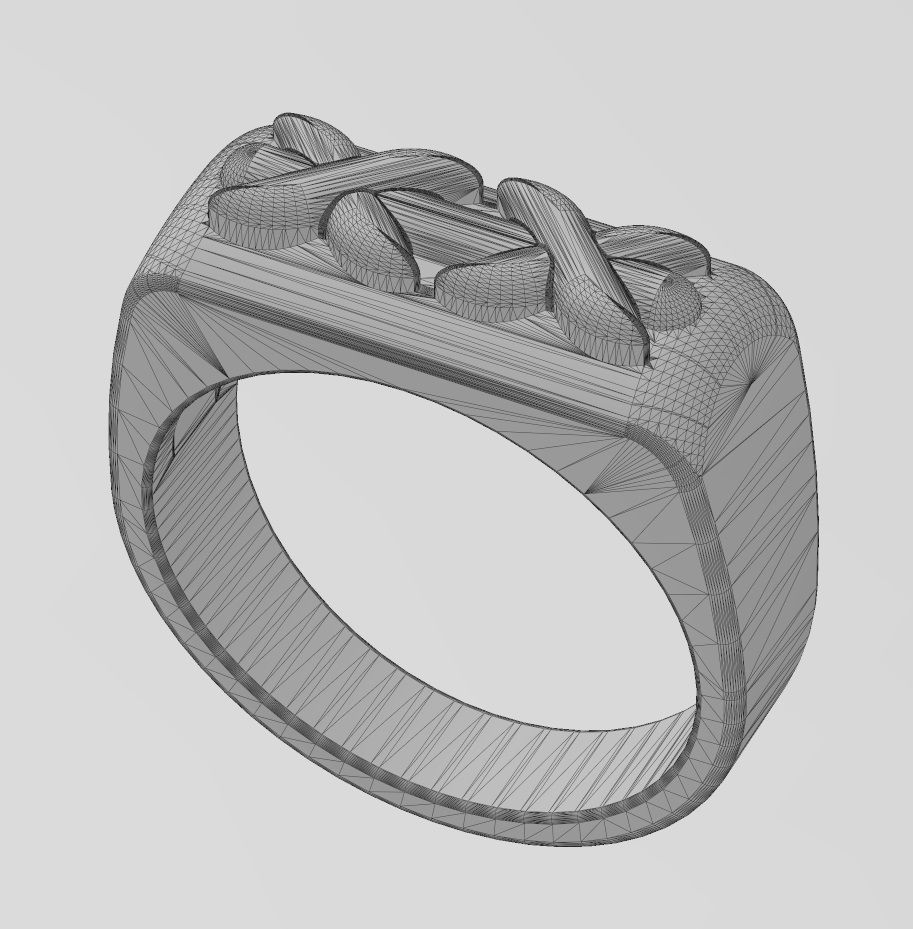 Stitched rounded top rectangular signet ring US sizes 7 8 9 3D print model_15