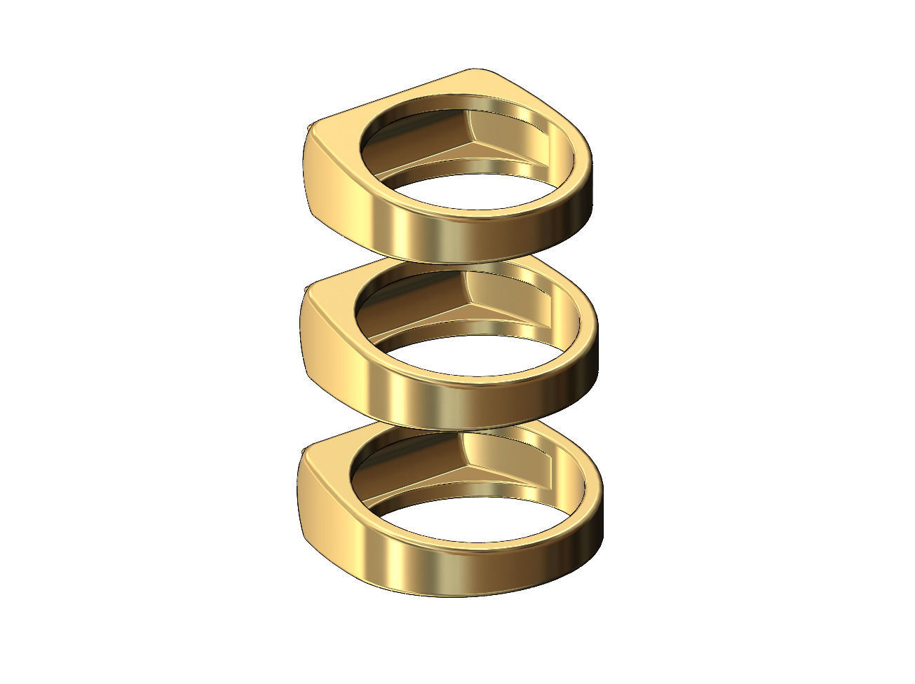 Stitched rounded top rectangular signet ring US sizes 7 8 9 3D print model_3