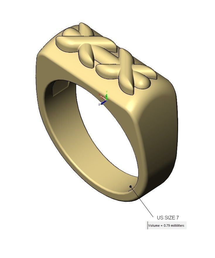 Stitched rounded top rectangular signet ring US sizes 7 8 9 3D print model_16