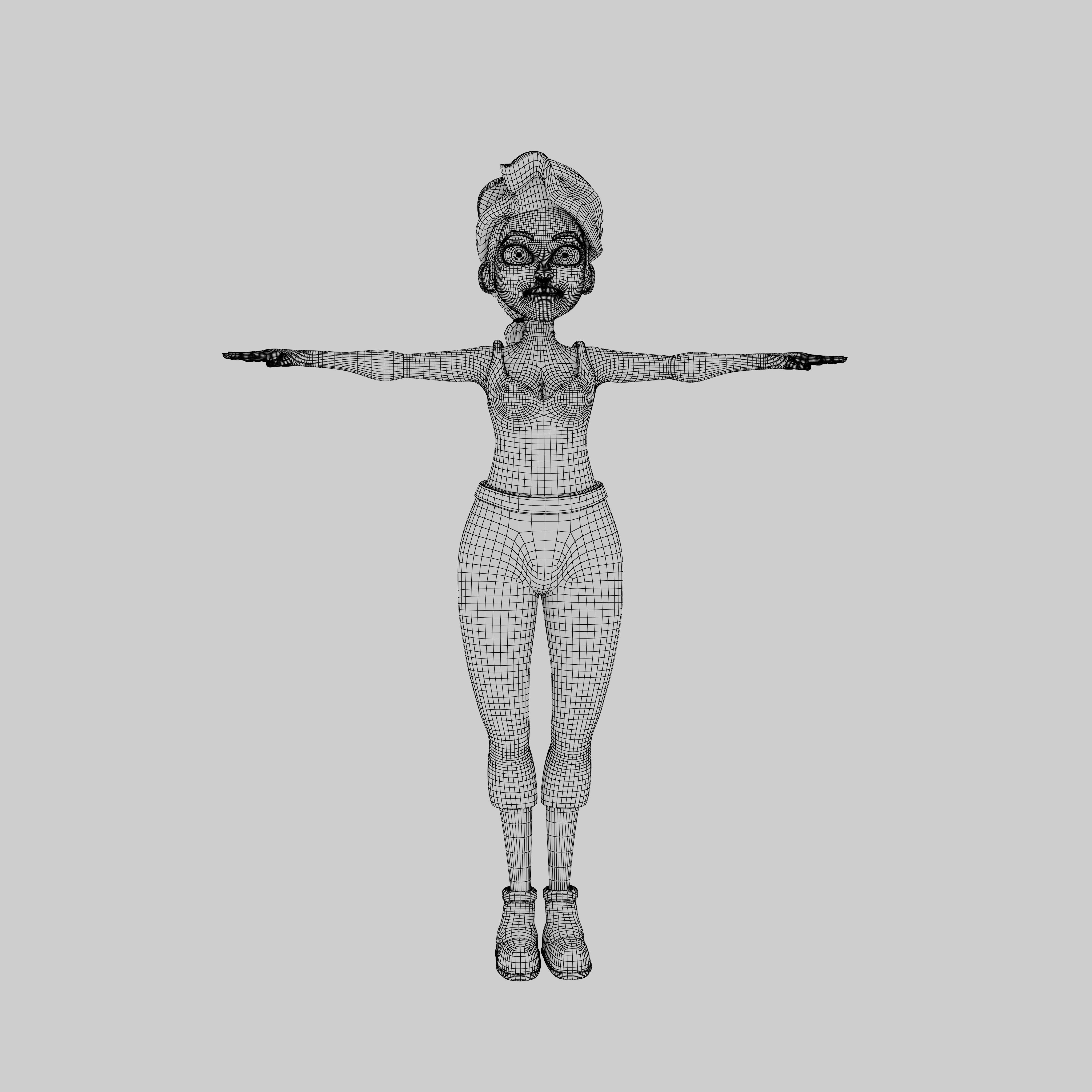 Female Cartoony Character 3D model_7