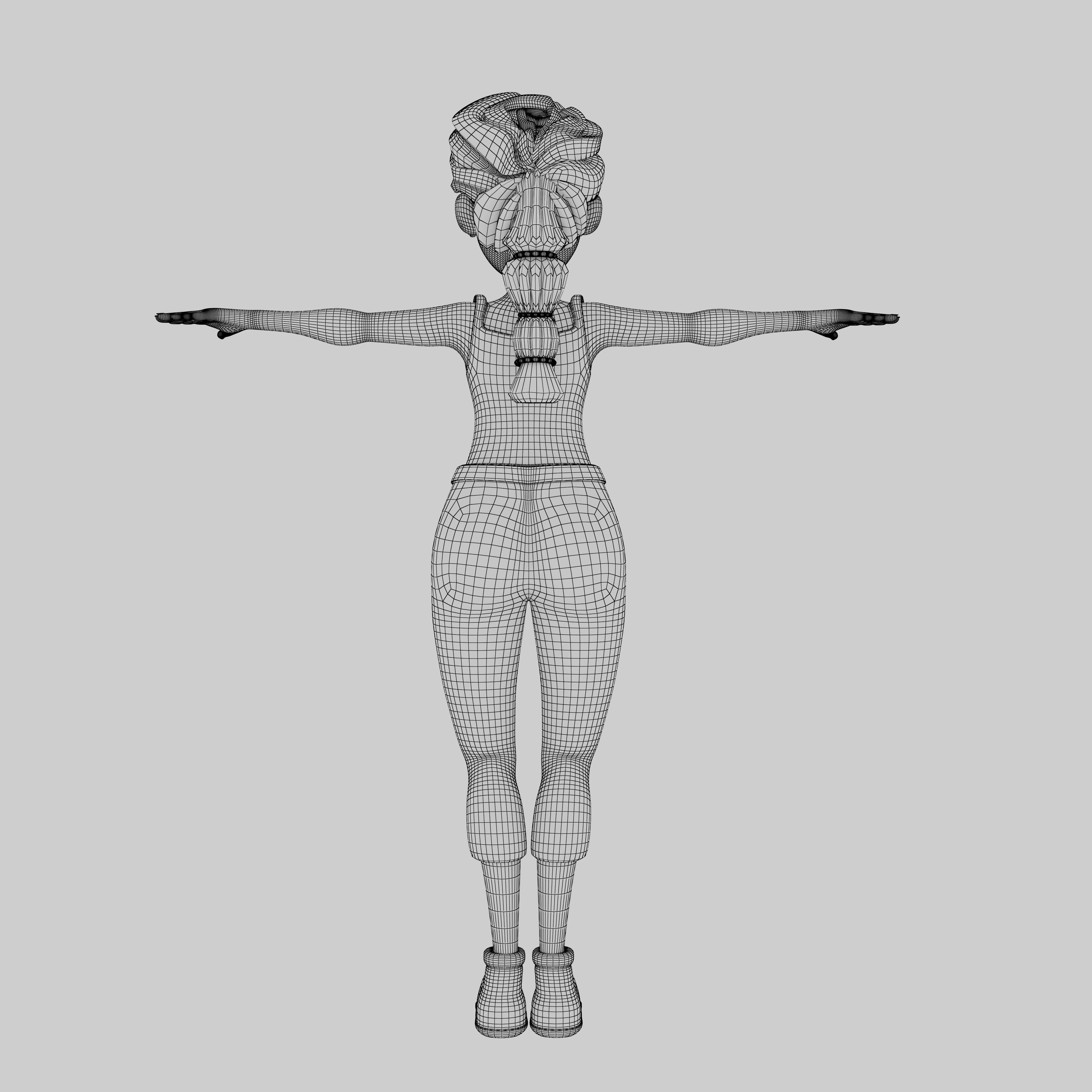 Female Cartoony Character 3D model_6
