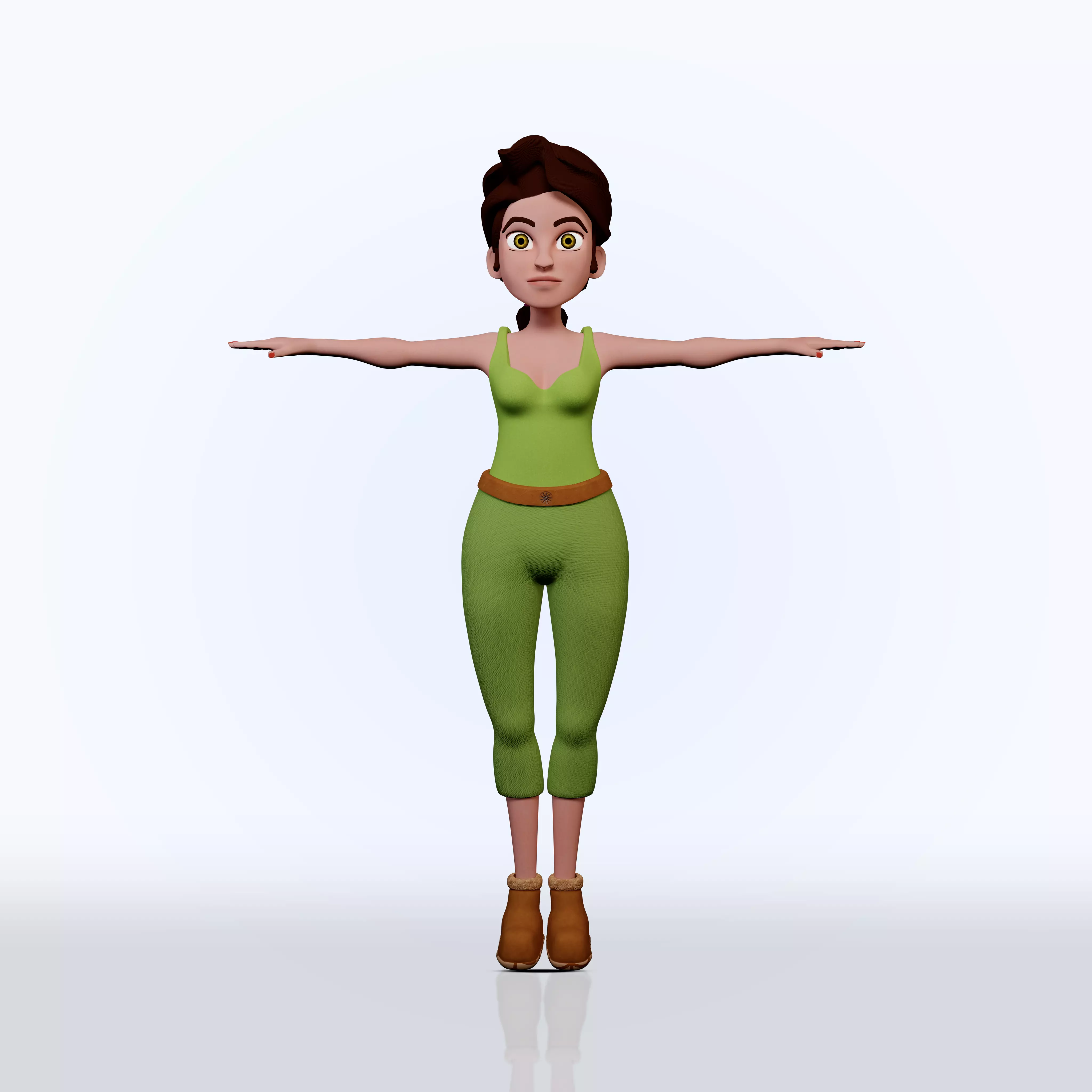 Female Cartoony Character 3D model_0