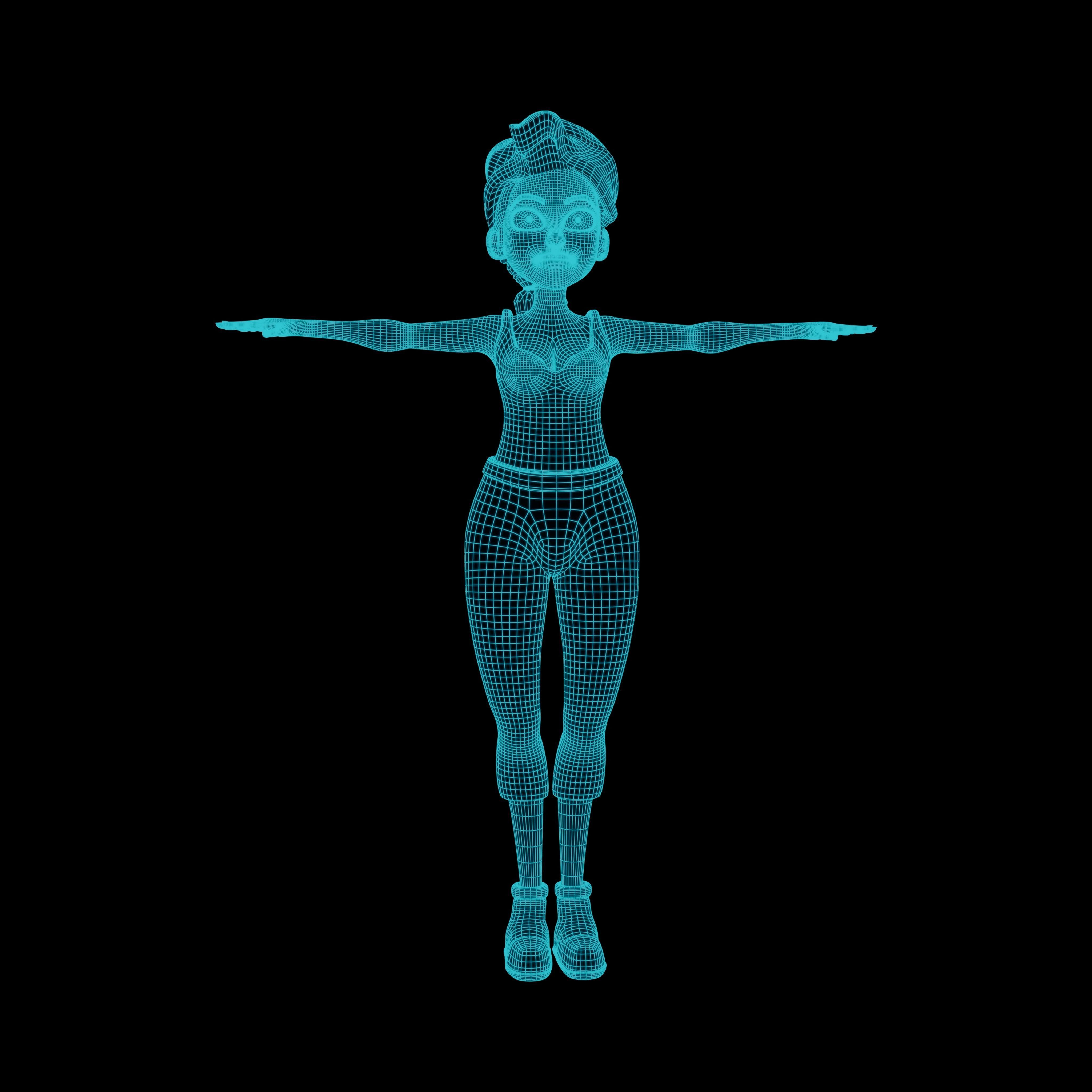 Female Cartoony Character 3D model_8