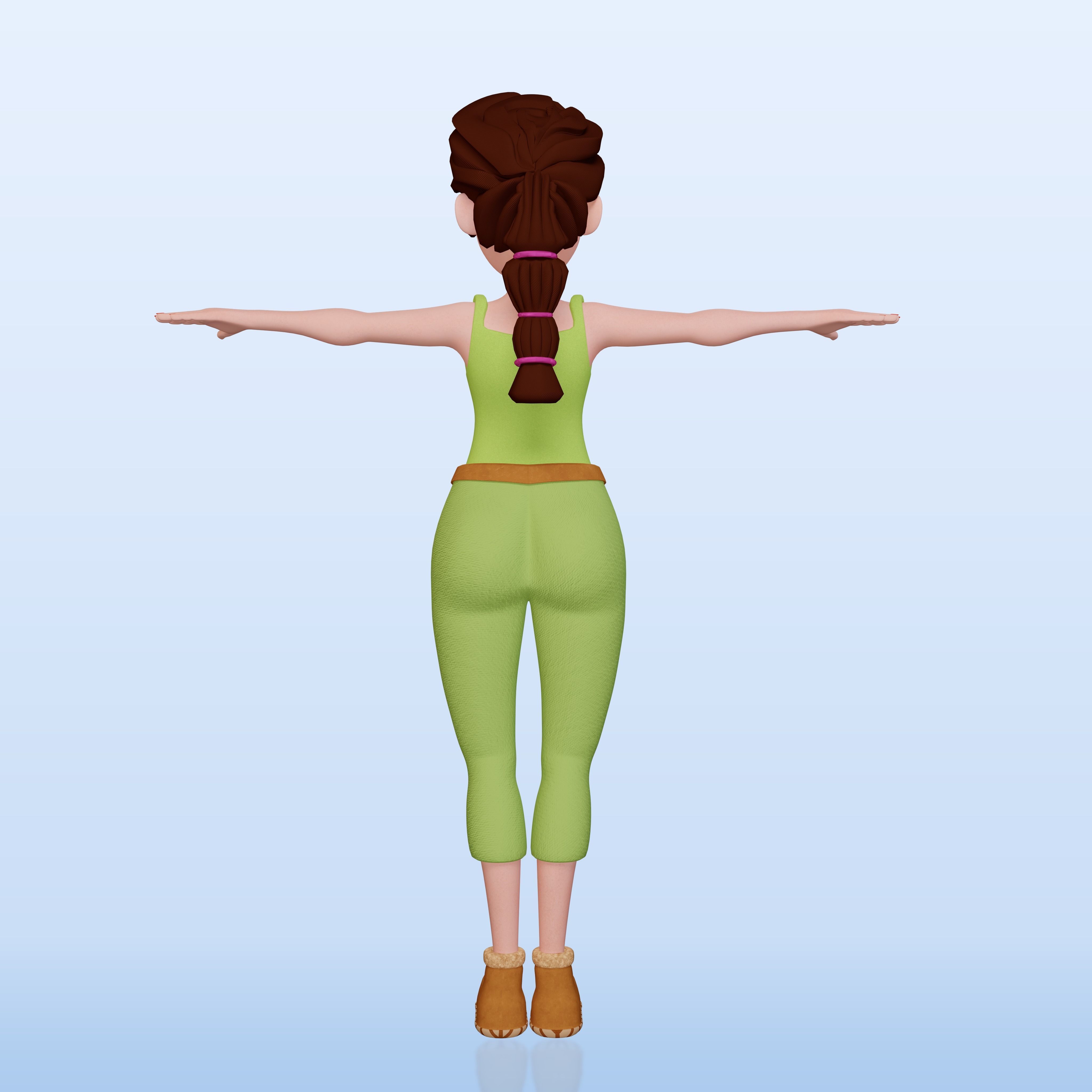 Female Cartoony Character 3D model_3