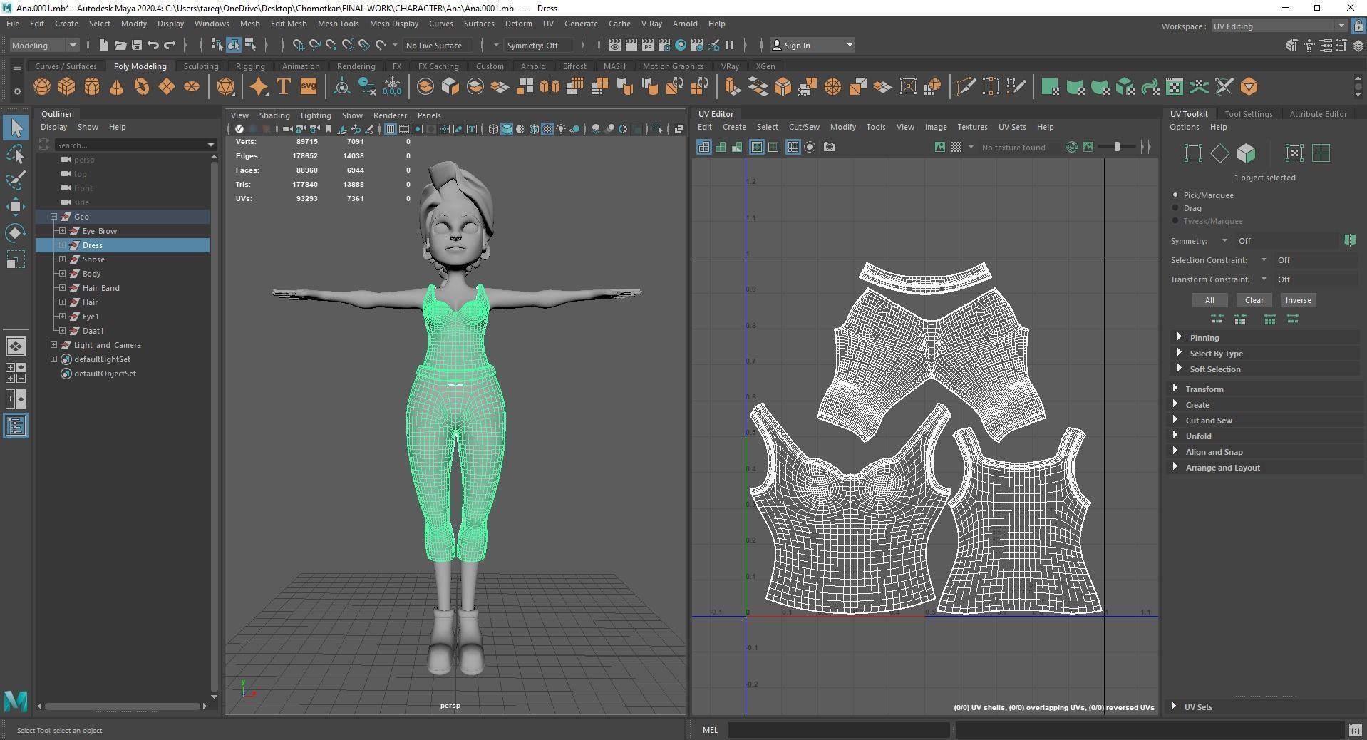 Female Cartoony Character 3D model_10