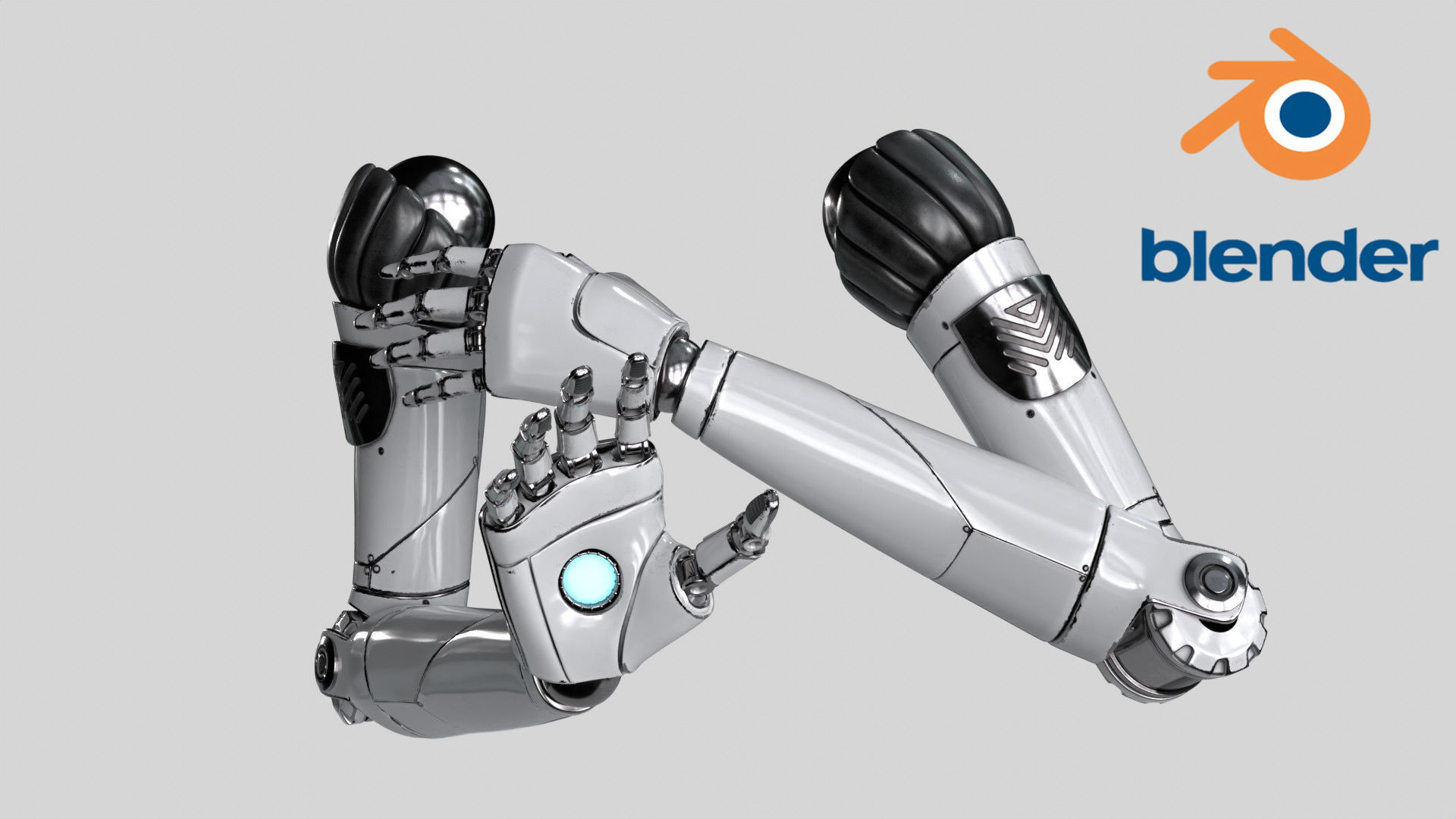 Cyborg Robot Hand Rigged Low-poly 3D model_9