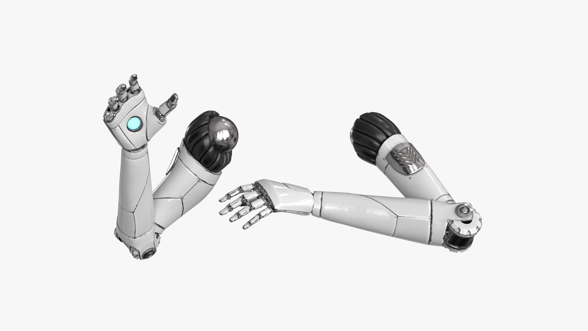 Cyborg Robot Hand Rigged Low-poly 3D model_10