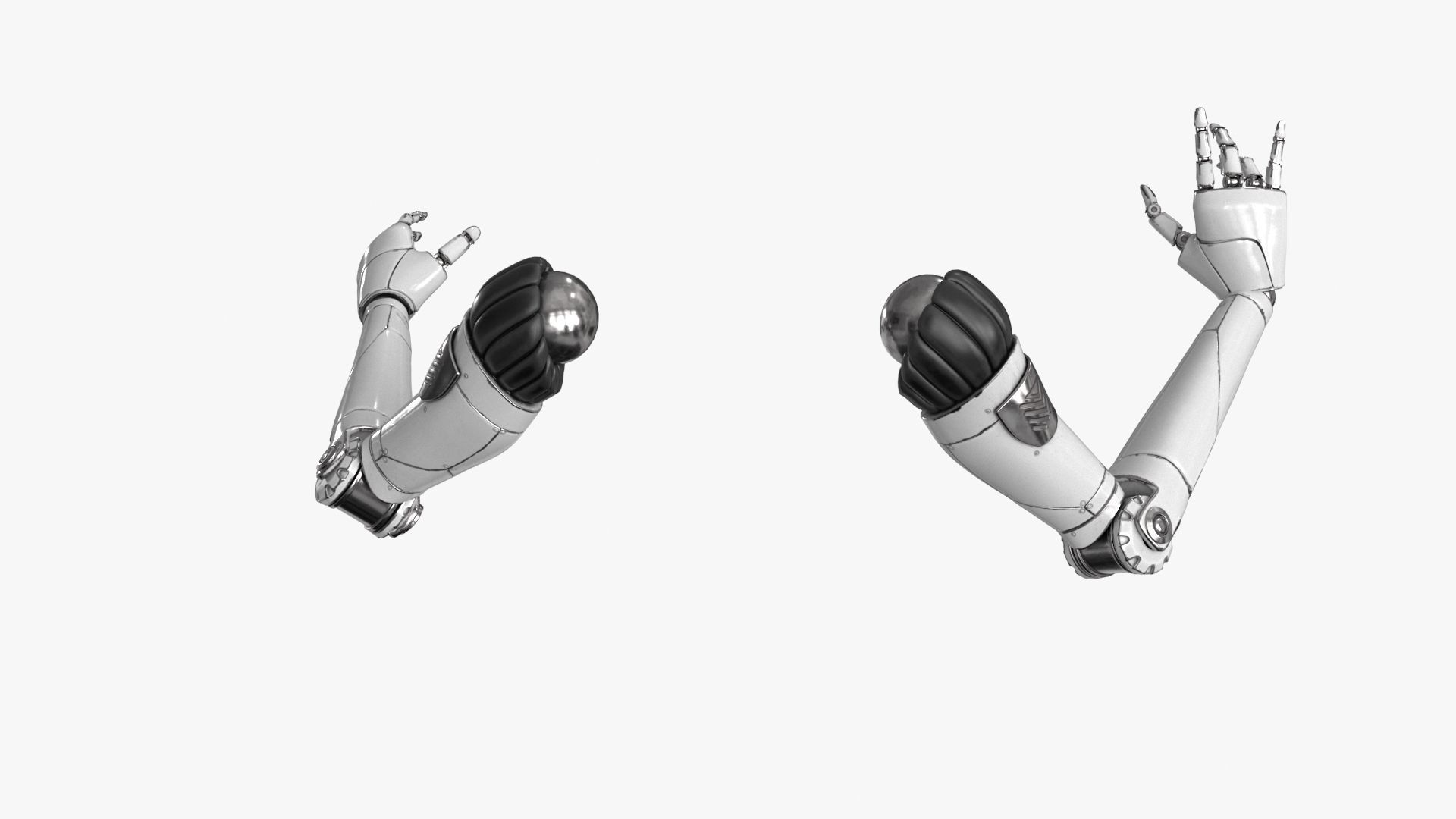 Cyborg Robot Hand Rigged Low-poly 3D model_13