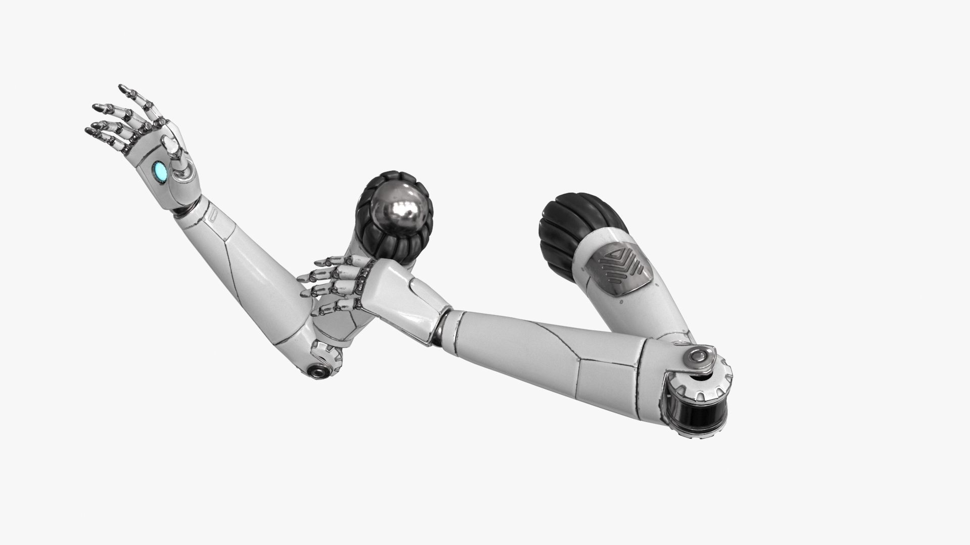 Cyborg Robot Hand Rigged Low-poly 3D model_11