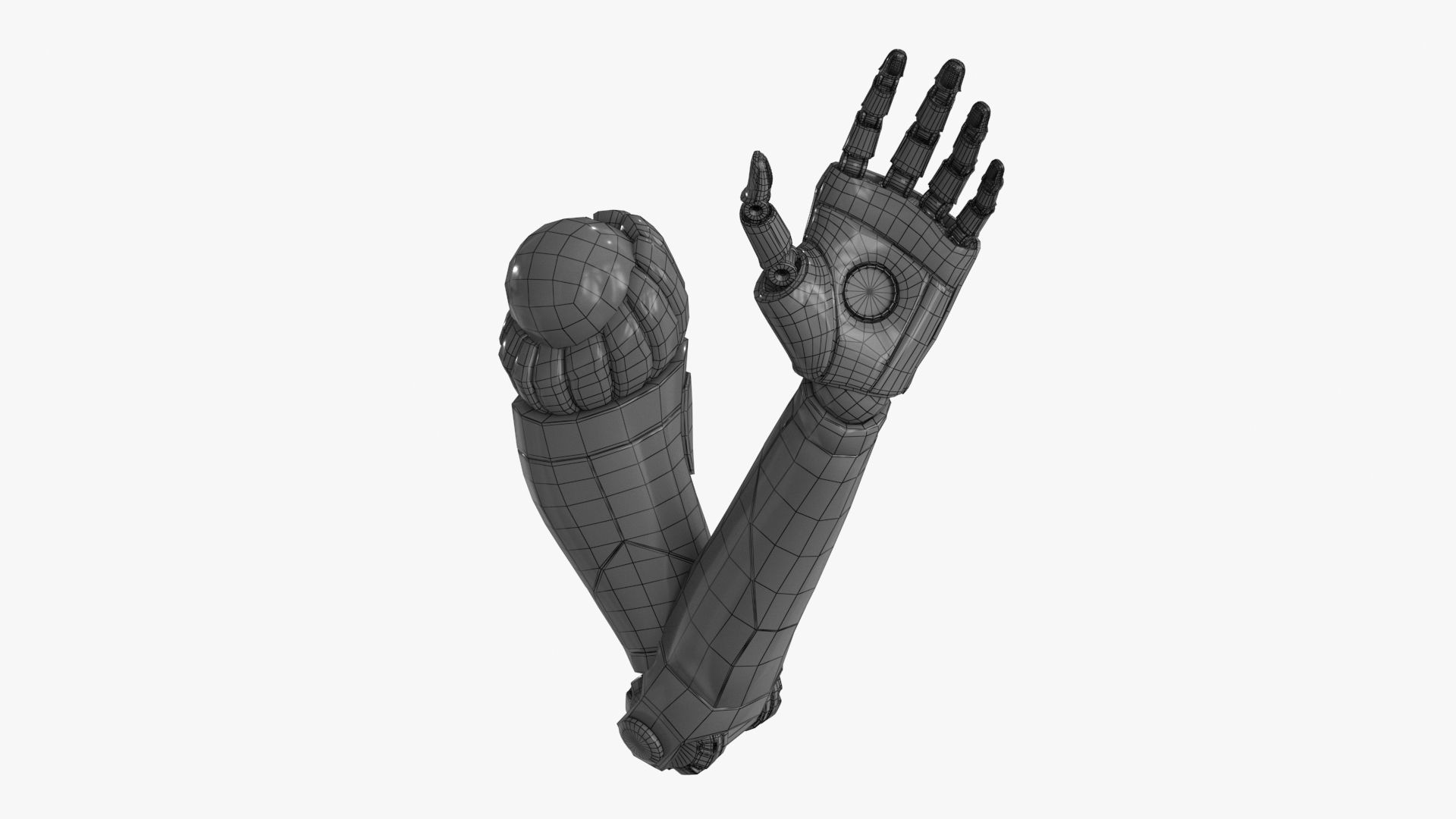 Cyborg Robot Hand Rigged Low-poly 3D model_17