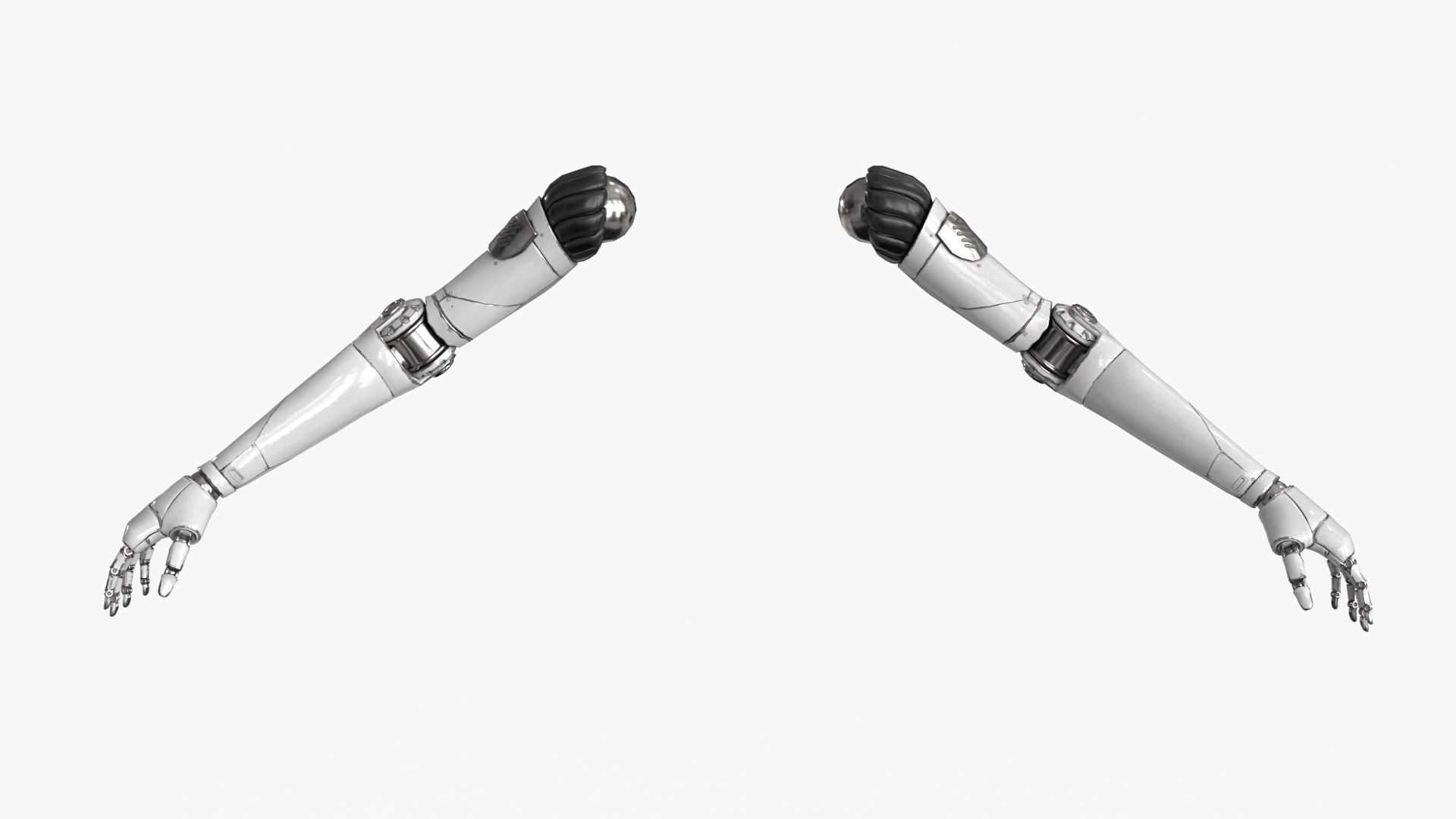 Cyborg Robot Hand Rigged Low-poly 3D model_2