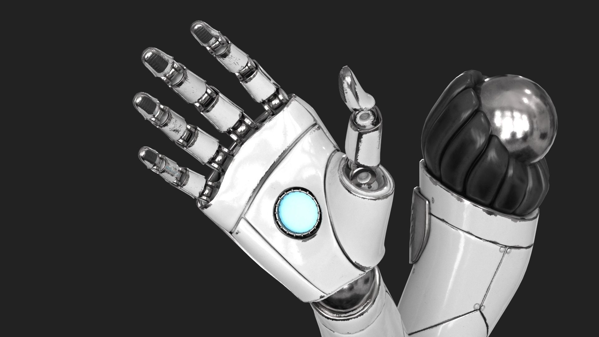Cyborg Robot Hand Rigged Low-poly 3D model_8