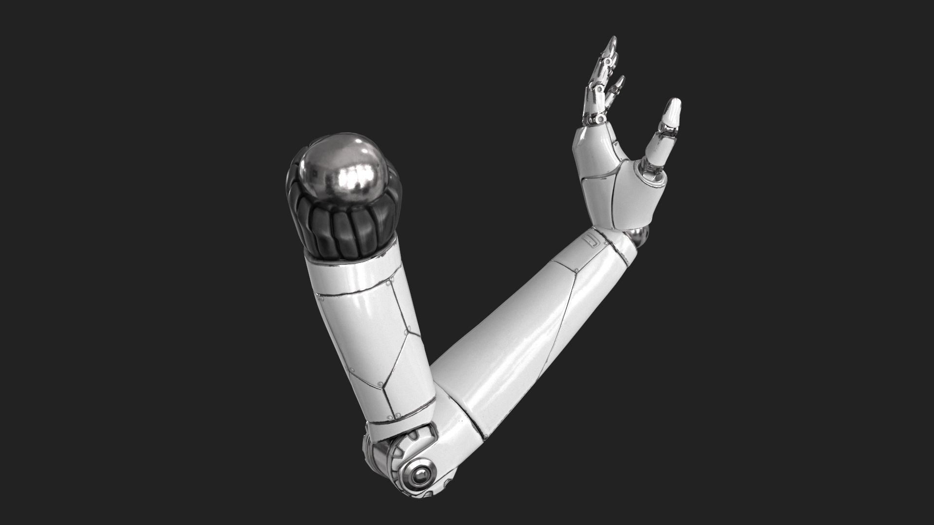 Cyborg Robot Hand Rigged Low-poly 3D model_6