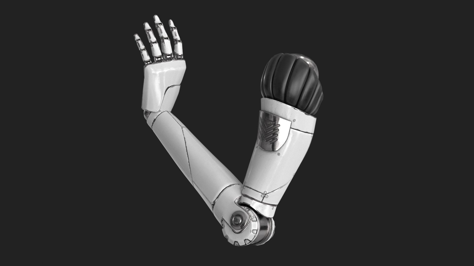 Cyborg Robot Hand Rigged Low-poly 3D model_5