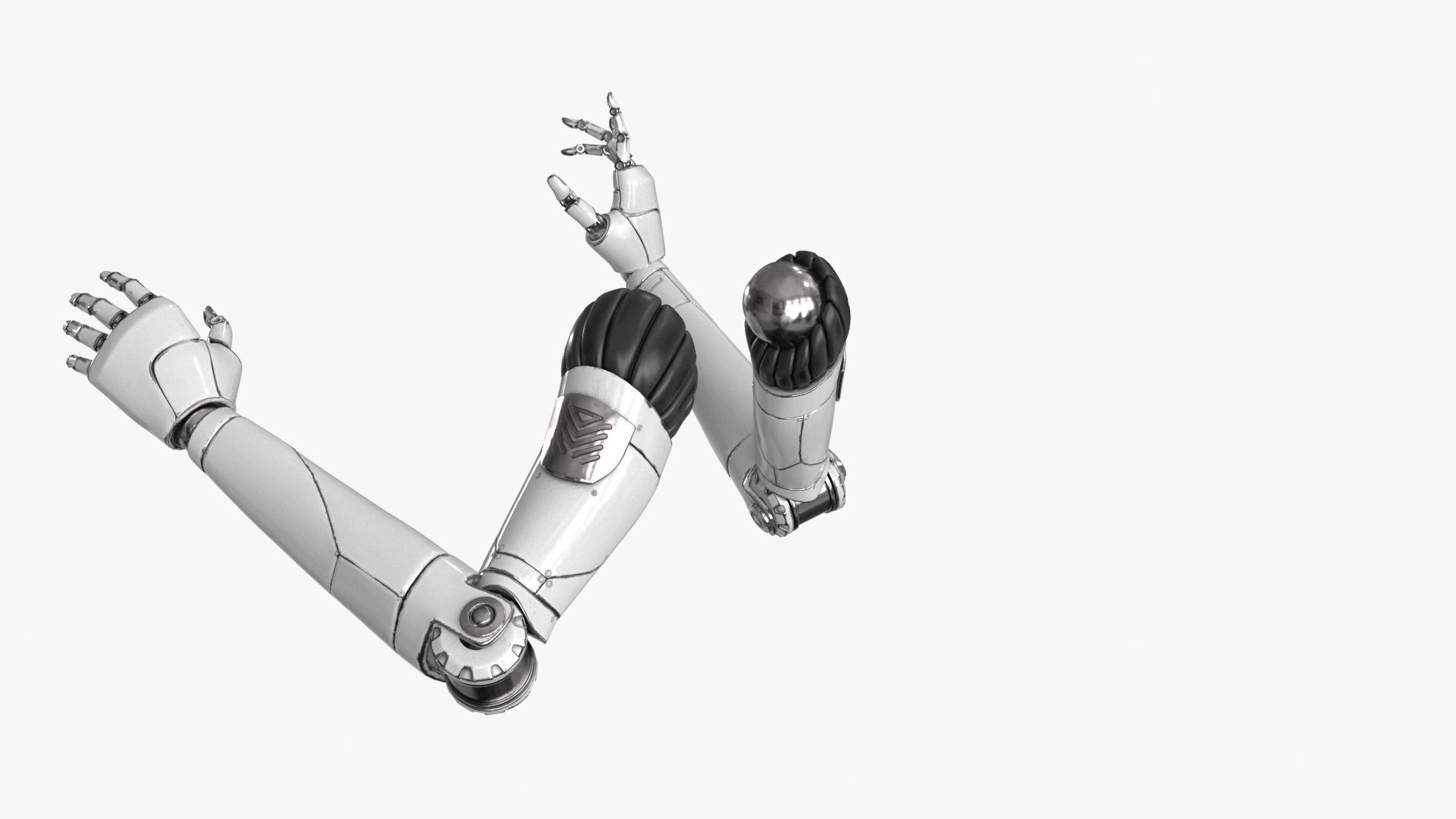 Cyborg Robot Hand Rigged Low-poly 3D model_12