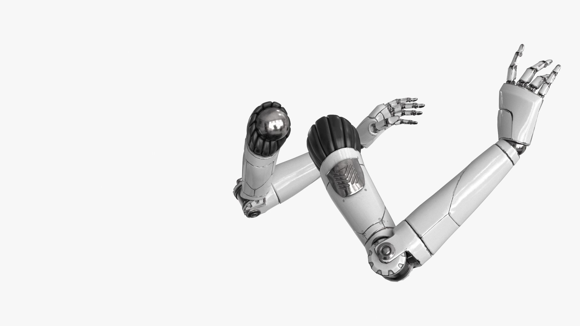 Cyborg Robot Hand Rigged Low-poly 3D model_14