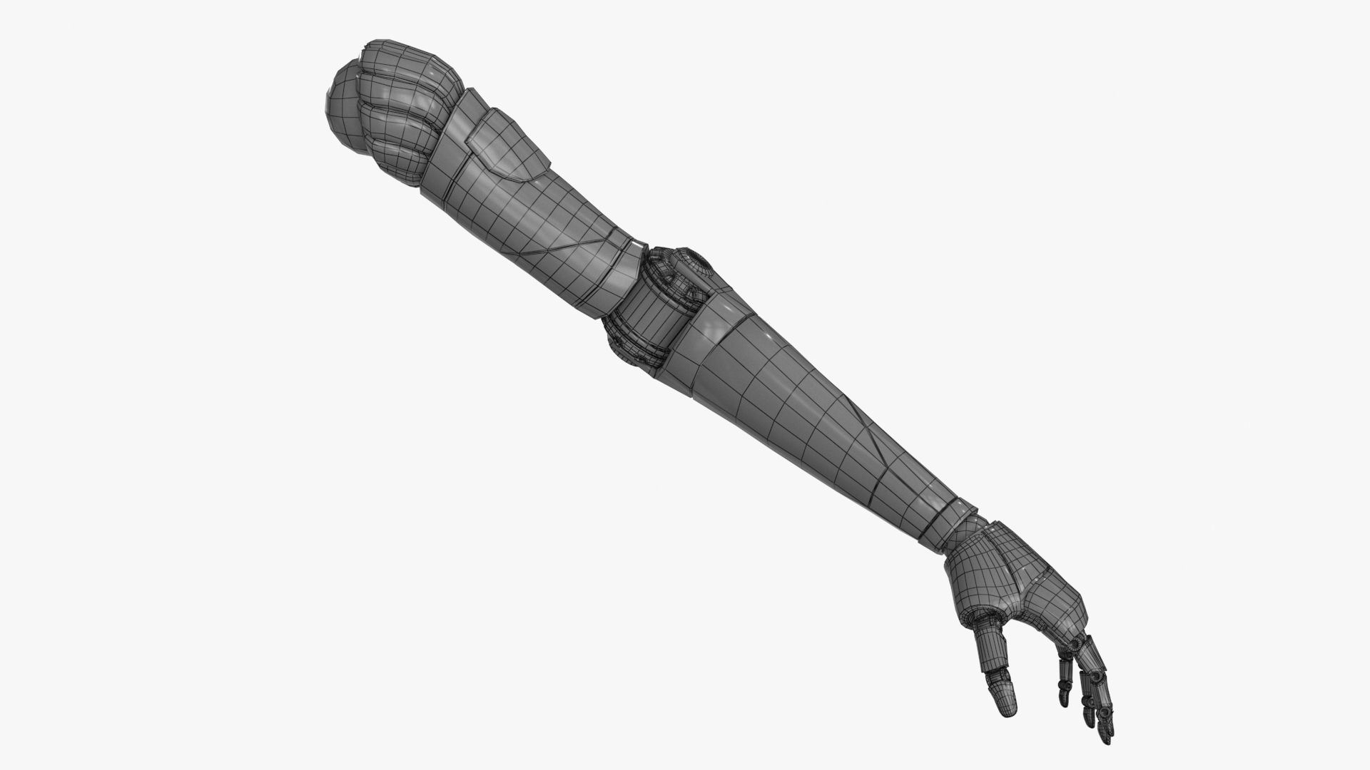 Cyborg Robot Hand Rigged Low-poly 3D model_16