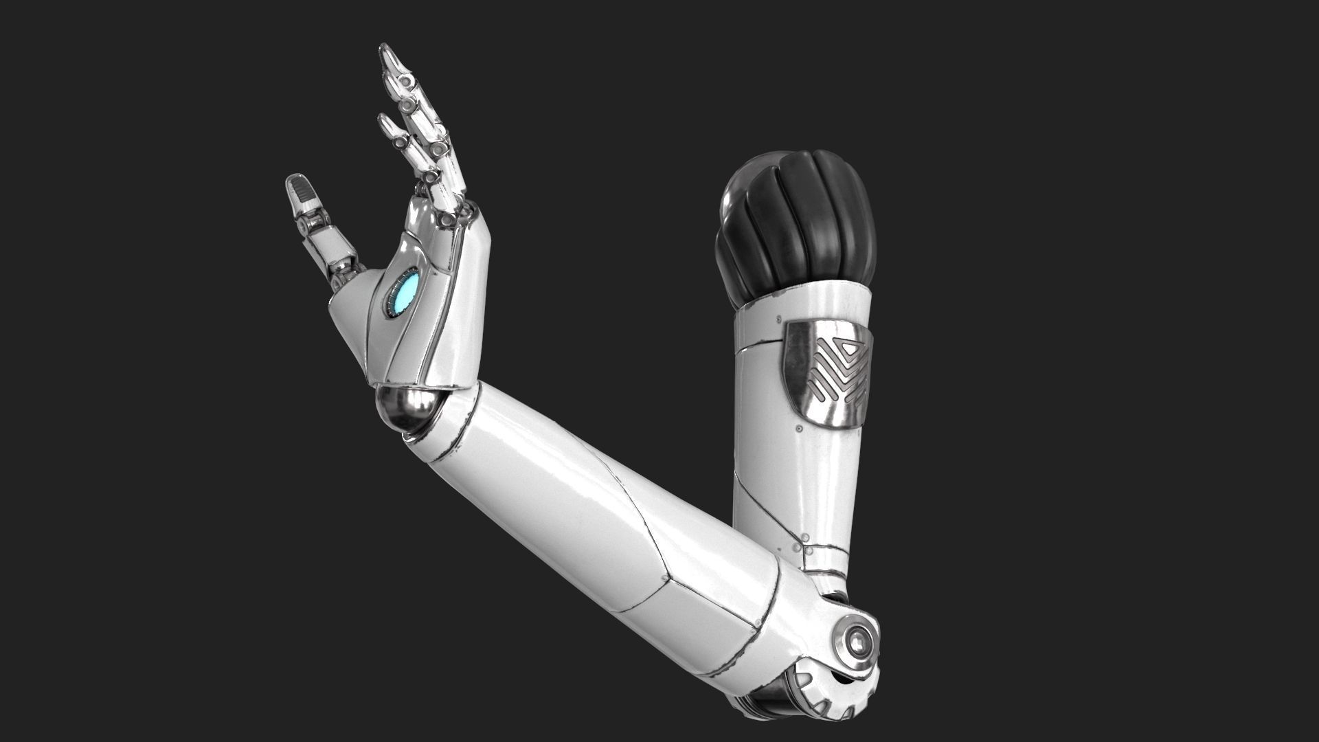 Cyborg Robot Hand Rigged Low-poly 3D model_4