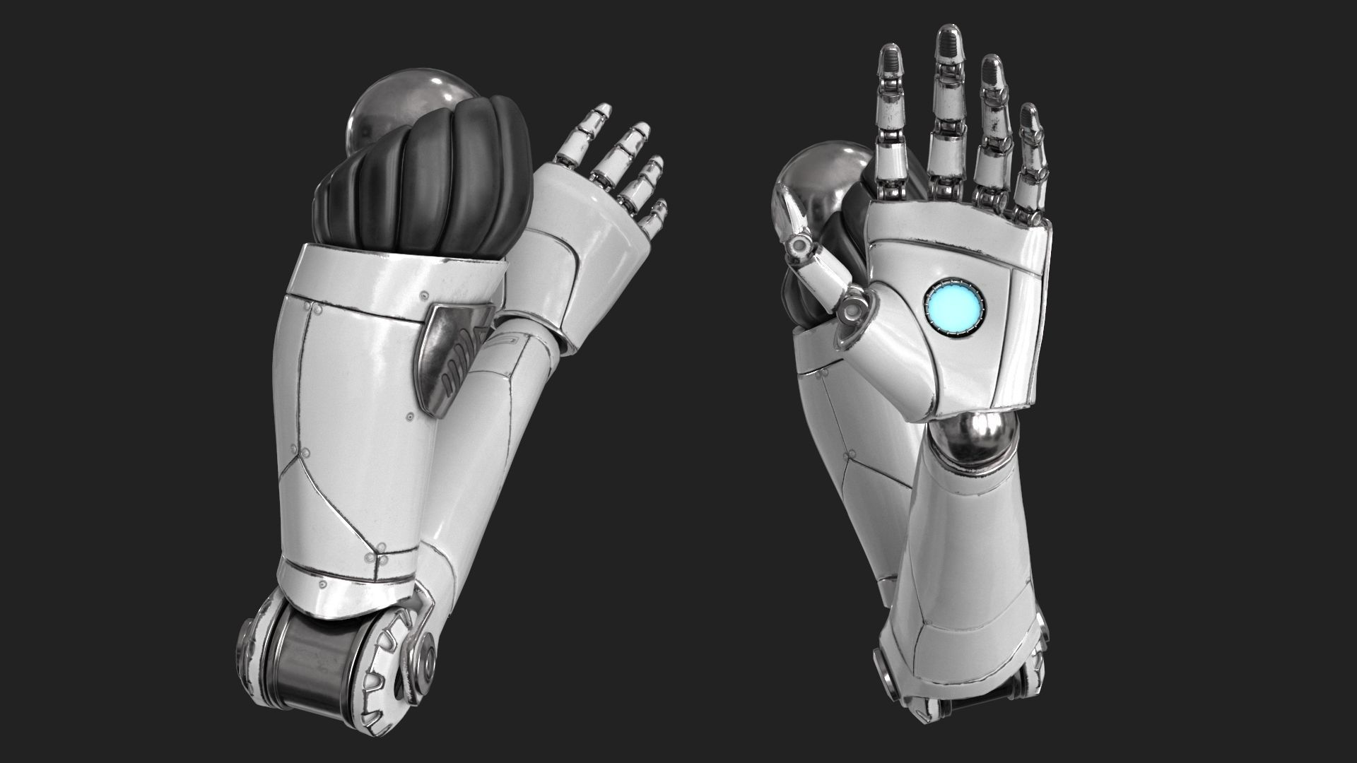 Cyborg Robot Hand Rigged Low-poly 3D model_3