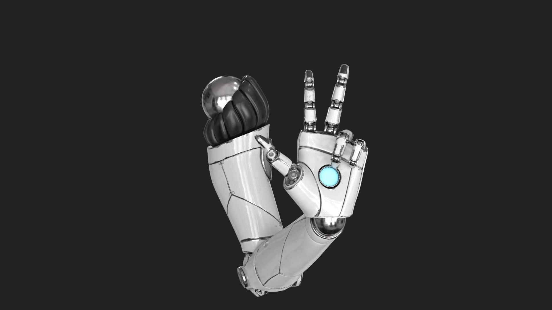 Cyborg Robot Hand Rigged Low-poly 3D model_7