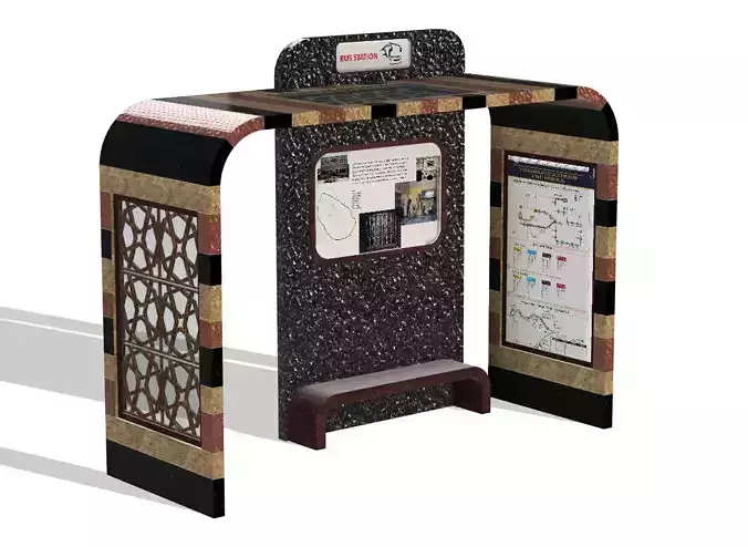 bus station Low-poly 3D model