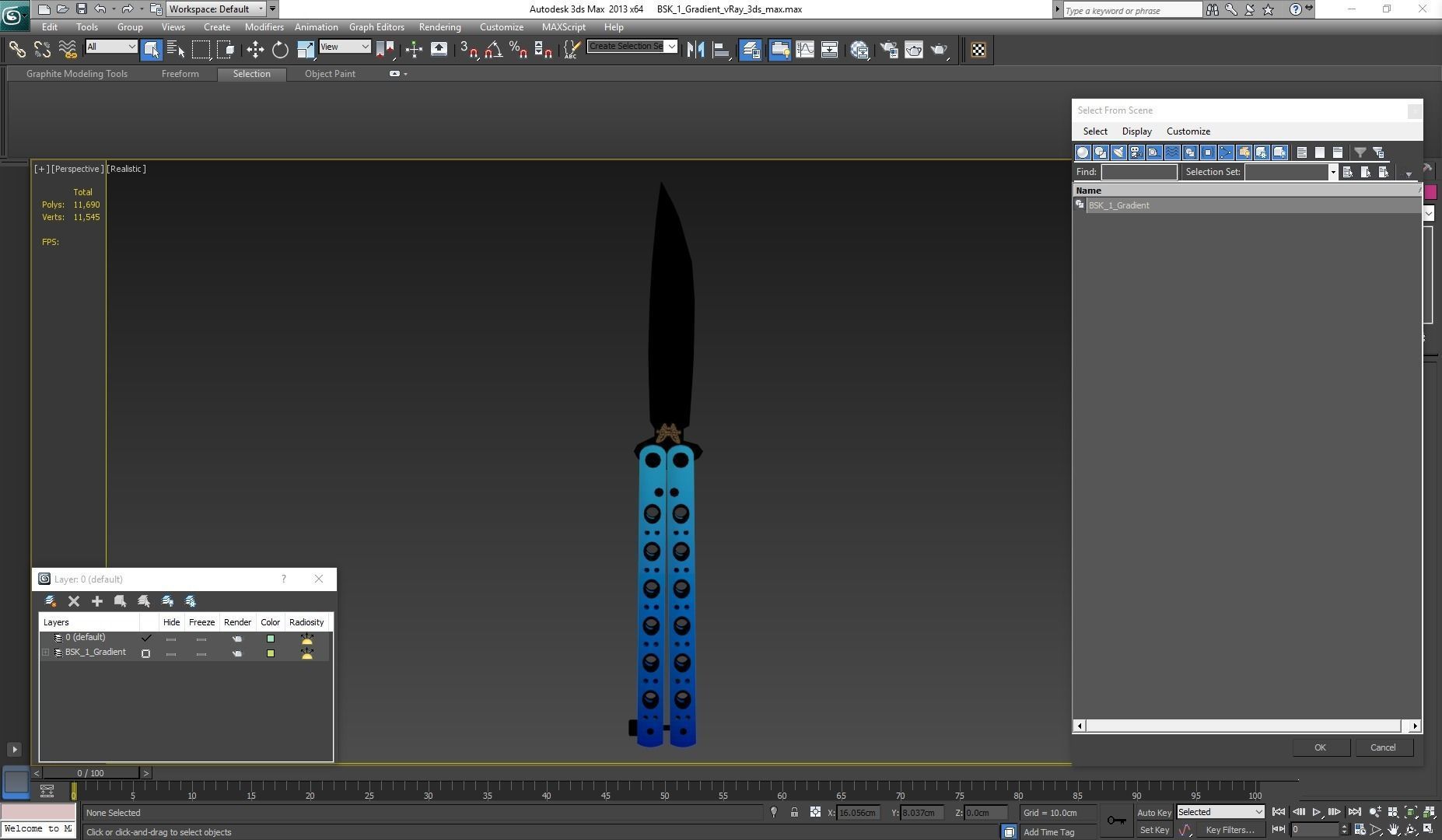 Balisong Butterfly Knife Gradient Low-poly 3D model_18