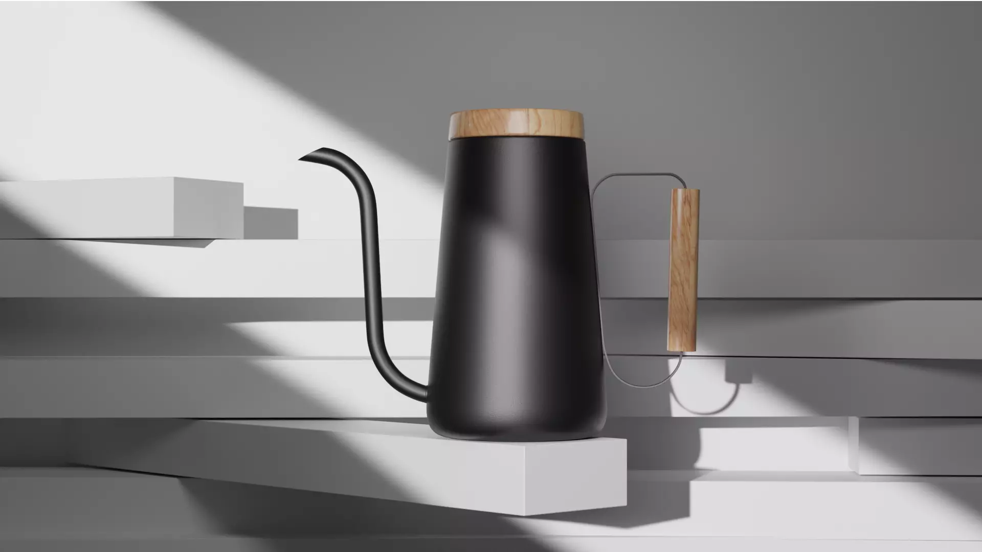 Stylish black tea pot 3D model