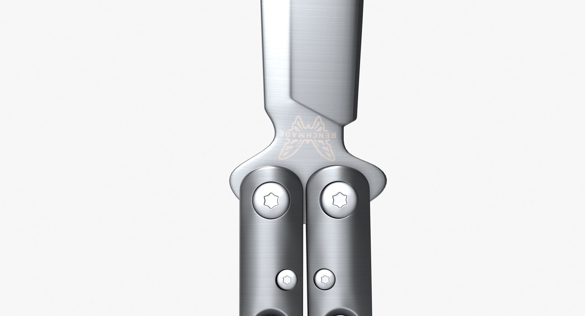 Balisong Butterfly Knife Silver Low-poly 3D model_12