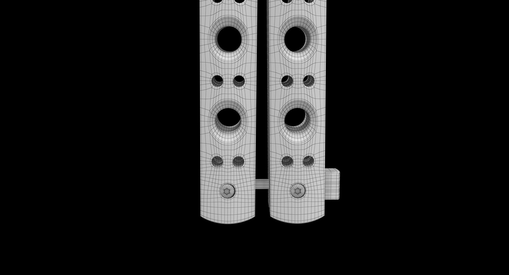 Balisong Butterfly Knife Silver Low-poly 3D model_11